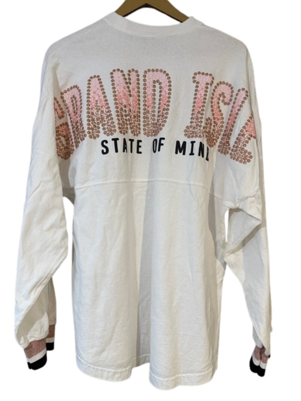 Spirit Jersey “Grand Isle State of Mind” White Long Sleeve Tee | Pink Graphic